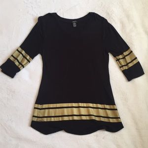 Black 1/2 Sleeve Blouse With Gold